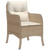vidaXL Patio Chairs with Cushions 2 pcs Beige Poly Rattan - 4 of 4
