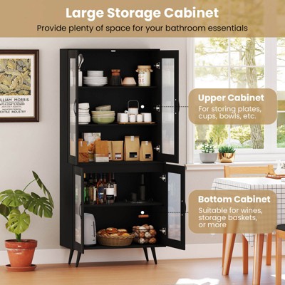 Costway Kitchen Pantry Cabinet with Translucent Fluted Doors & Adjustable Shelf — фото 8