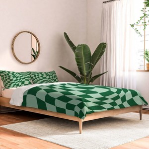Deny Designs Mariamariacreative Play Checkers Sage King Comforter and Sham Set (2-3pc Set) - 1 of 4