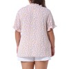 Agnes Orinda Women's Plus Size Summer Floral V Neck Ruffle Puff Short Sleeve Casual Blouse - 4 of 4