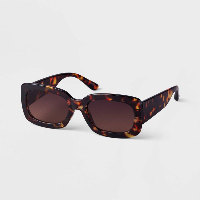Women&#39;s Plastic Tortoise Shell Rectangle Sunglasses - A New Day&#8482; Brown, 2 of 5