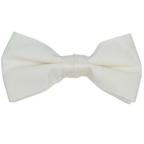 Thedappertie Young Boy's Ivory Solid Color Pre-tied Adjustable Length ...
