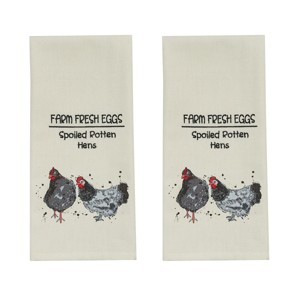 Park Designs Farm Fresh Eggs Print and Embroidered Dishtowel Set of 2 - 1 of 3