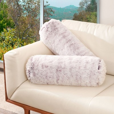 Cheer Collection Luxurious Faux Fur Throw Pillows Set Of 2 - Rust (12 X  20) : Target