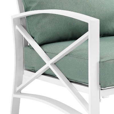 Mist and White Kaplan Transitional Outdoor Armchair with Cushions