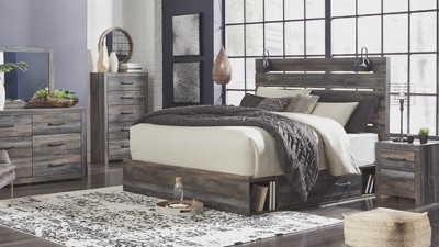 Rustic Brown 2-Drawer Nightstand with USB Ports