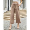 Women's Wide Leg Pants Elastic High Waisted Lightweight Palazzo Pants with Pockets Tie Casual Summer Pants - 3 of 4