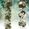 6ft Gold Christmas Garland with Lights, Lighted Xmas Garland with Bows, Flower, Berry Branches - 3 of 4