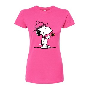 Women's - Peanuts - Ranger Snoopy And Butterfly Juniors Fitted Graphic T-Shirt - 1 of 3