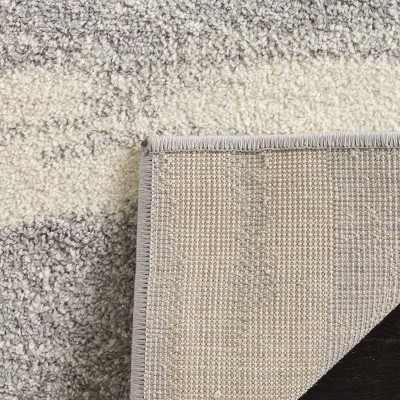 Grey and Cream Synthetic Square Area Rug, 6' x 6'