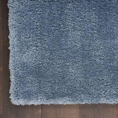 Light Blue Rectangular Shag Rug with Jute Backing