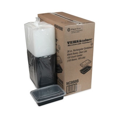 Black and Clear 38 oz Stackable Plastic Food Containers