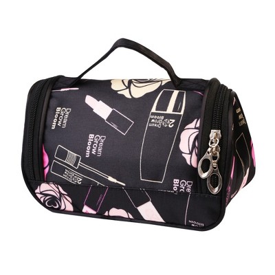 iMountek "Portable Travel Makeup Bag with Mirror - Waterproof Cosmetic Organizer & Toiletry Wash Bag for Women" Black