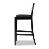 CAVINAS 30.5" Bar Stool Set of 2, Dining Bar Stools with Black Boucle Upholstery, Cane Webbing Back - 4 of 4