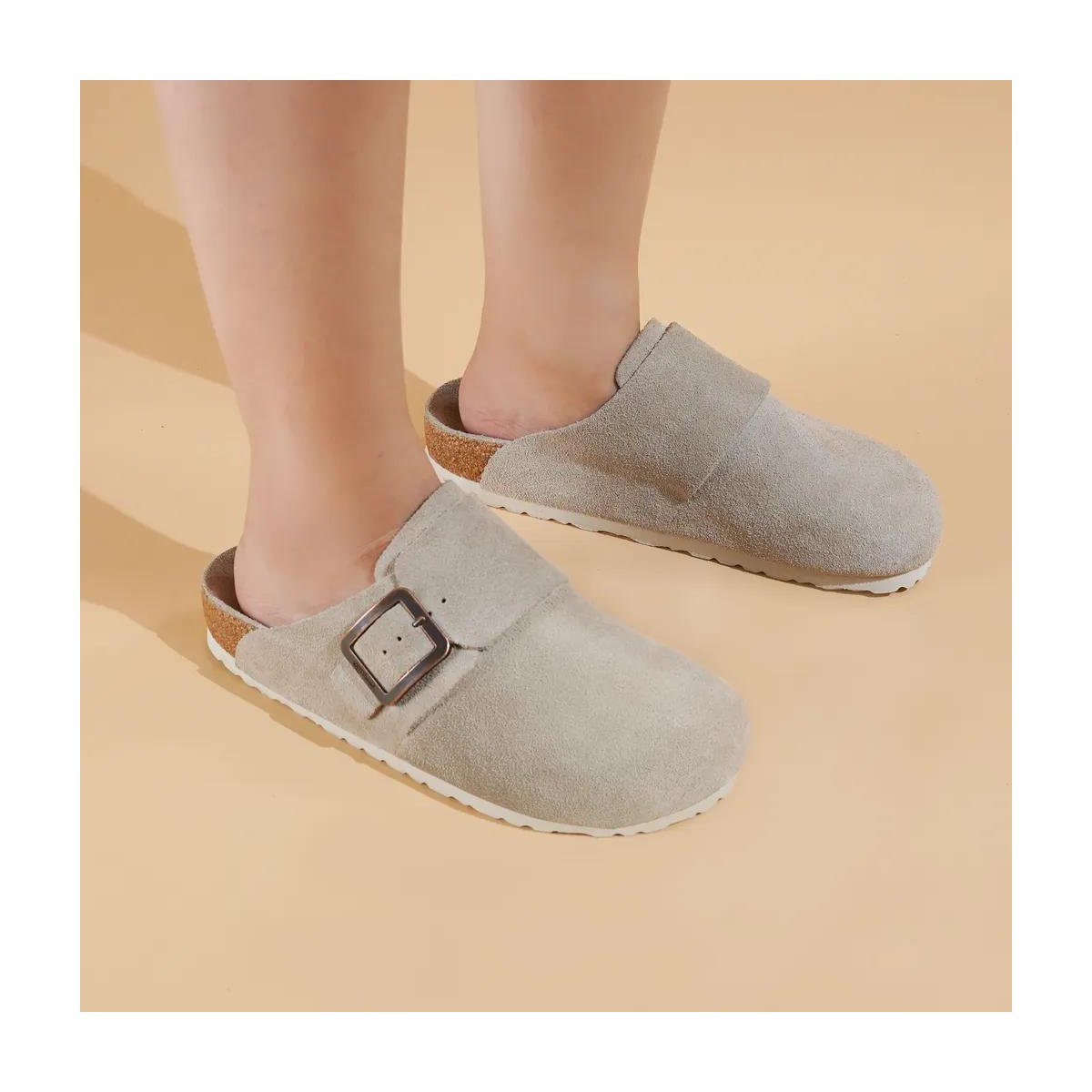 Женские сабо Aerothotic Atlas Genuine Leather Clogs for Women with Arch Support, Grey-7 — фото 3