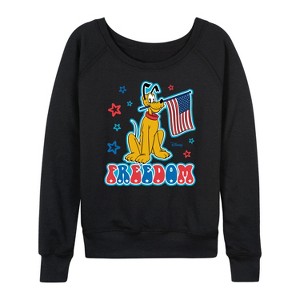 Women's - Disney - Pluto Freedom Lightweight French Terry Wide Neck Long Sleeve Shirt - 1 of 4