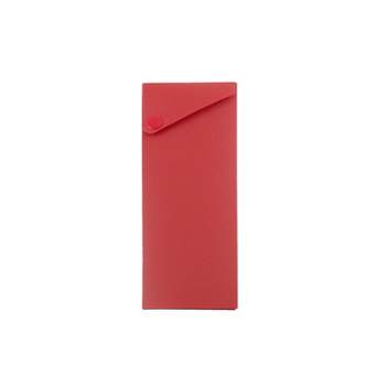 JAM Paper Plastic Sliding Pencil Case Box with Button Snap Red 2166513299