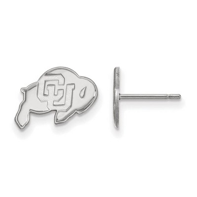 Black Bow Jewelry 14k White Gold Colorado Buffalos NCAA Post Earrings