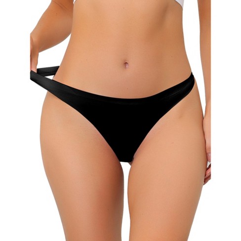 Allegra K Women's Unlined Satin Invisible Bikini Comfortable No-show Thongs  Black Small : Target