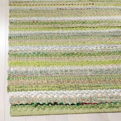 Coastal Charm Green and Multi 6' Square Handwoven Wool-Cotton Rug