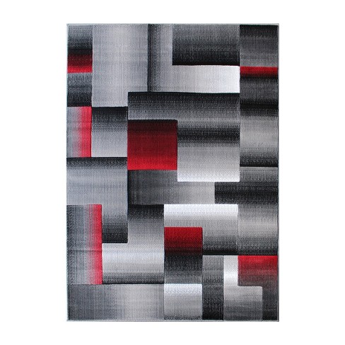 Grey/Silver/Black/Abstract Area Rug Modern Contemporary Geometric
