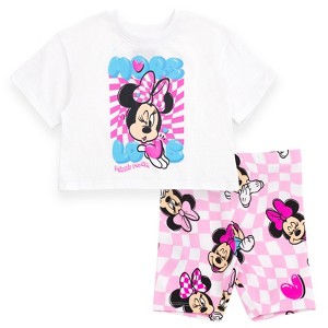 Disney Junior Girls Cropped Boxy T-Shirt and Bike Shorts Outfit Set Toddler - 1 of 4