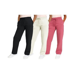 Blue Ice Women's Heavyweight Wide Leg Loose Fit Fleece Sweatpants-3 Pack - 1 of 3