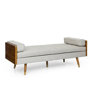 Keairns Mid Century Modern Tufted Double End Chaise Lounge with Bolster Pillows - Christopher Knight Home - 1 of 4