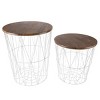 Hasting Home Set of 2 Nesting Tables with Storage - End Tables with Removable Wood Tops and Metal Basket Frame - 2 of 4