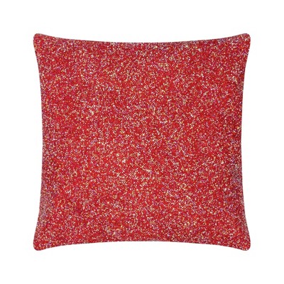 16"x16" Red Iridescent Velvet Rhinestone Square Throw Pillow