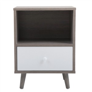 Sevobal Nightstands Set Of 2 Elegant Low Foot Bedside Table With Drawer, Open Compartment, And Pine Wood Legs, Gray, 15.7"*11.9"*21.3" - 1 of 4
