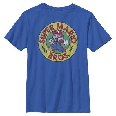 Boy's Nintendo Mario Walk Circle 1985 T-shirt - Royal Blue - X Large ...