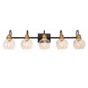 LNC Charm Modern Farmhouse Bathroom Vanity Light with Clear Glass Globe Shades, Black and Antique Gold, 3/4/5 Light - 3 of 4