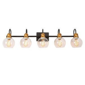 LNC Charm Black and Antique Gold with Clear Glass Globe Modern  Farmhouse Vanity Lights, 3 Light/ 4 Light/5 Light - 1 of 4