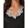 cheibear Women's Satin Half Sleeve Lace Trim Top with Long Pants 2 Piece Sleepwear Sets - 4 of 4