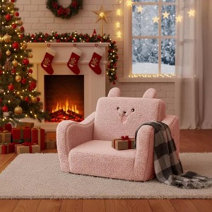 Kinder King Toddler Sofa Chair, 2-in-1 Foldable Baby Couch Flip Open Sofa Bed for Playroom - 1 of 4