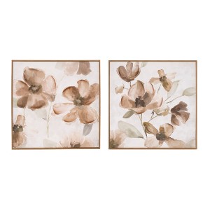 Melrose Wood Floral Block Plaque (Set of 2) - 1 of 4
