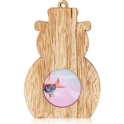 Bright Creations 6-Pack Christmas Photo Ornaments, Wooden Snowman Picture Frame for Crafts (5.3 x 3.5 in)