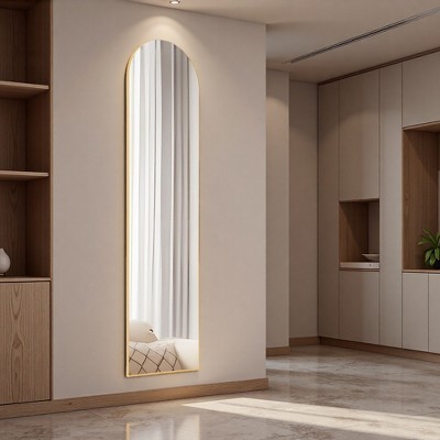 FONTOI Arched/Rectangle Full Length Floor Mirror with Aluminum Alloy Frame Large Standing Mirror for Bedroom Living Room Entryway Bathroom