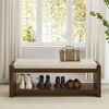 NicBex Entryway Bench with Lower Shelf Shoe Rack, Modern Compact Foot Stool with Removable Cushion, Storage Bench for Bedroom - 2 of 4