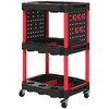 HOMCOM 3-Tier Rolling Tool Cart with Wheels, 200 LBS Capacity Plastic Utility Cart with Side Shelves for Garage, Workshop, Black and Red - 4 of 4