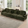 Mid Century Sectional Sofa with Flared Arms, 4-Seater Sofa with Removable Skirt Design, Upholstered Sofa with Chenille Cover-Coolbibila - 3 of 4
