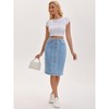 INSPIRE CHIC Women's Denim Button Down Pockets Western Bodycon Midi Jean Skirts - 3 of 4