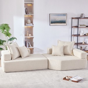 Luxury Oversized Modular Sofa: Boucle Floor Couch Set, Convertible, Spacious Foam-Filled - 2-Piece Combo for Living Room - 1 of 4