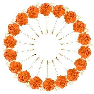 Unique Bargains Wedding Golden Leaf Rose Flower Lapel Pins for Men Suits 18 Pcs - 1 of 4