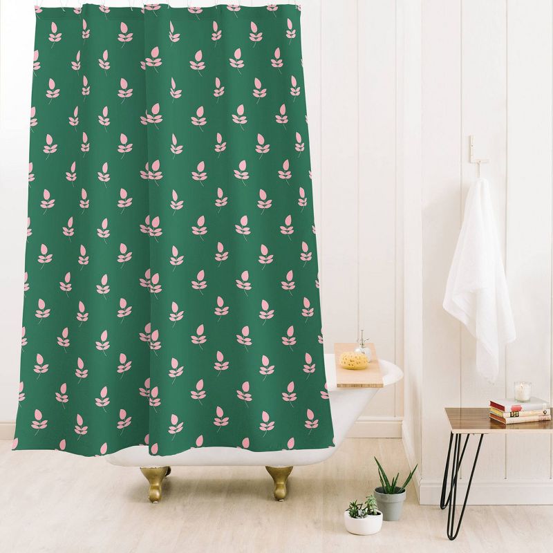 Maritza Lisa Retro Leaf Pattern Green Shower Curtain Green - Deny Designs, 3 of 4