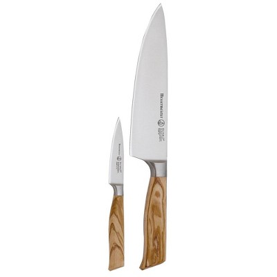 Messermeister Oliva Elite Professional 2 Piece German 8 Inch Chef and 3.5 Inch Parer Multi Purpose Kitchen Knife Set
