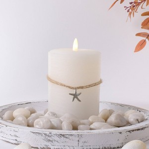 LumiPur 3.5"x5" Signature Coastal Collection Flameless LED Wax Pillar Candle Summer White - 1 of 4