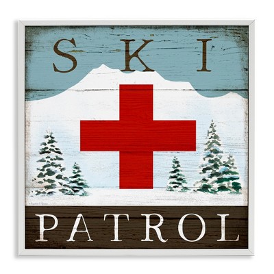 Stupell Industries Ski Patrol Rustic Cabin Sign, 17" x 17"