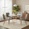 FurnitureR Modern 5-Piece Dining Set with Oval Table and Fabric-PU Hybrid Chairs, Wood-Look Legs, Compact Kitchen Dining Room Furniture for 4 People - 4 of 4